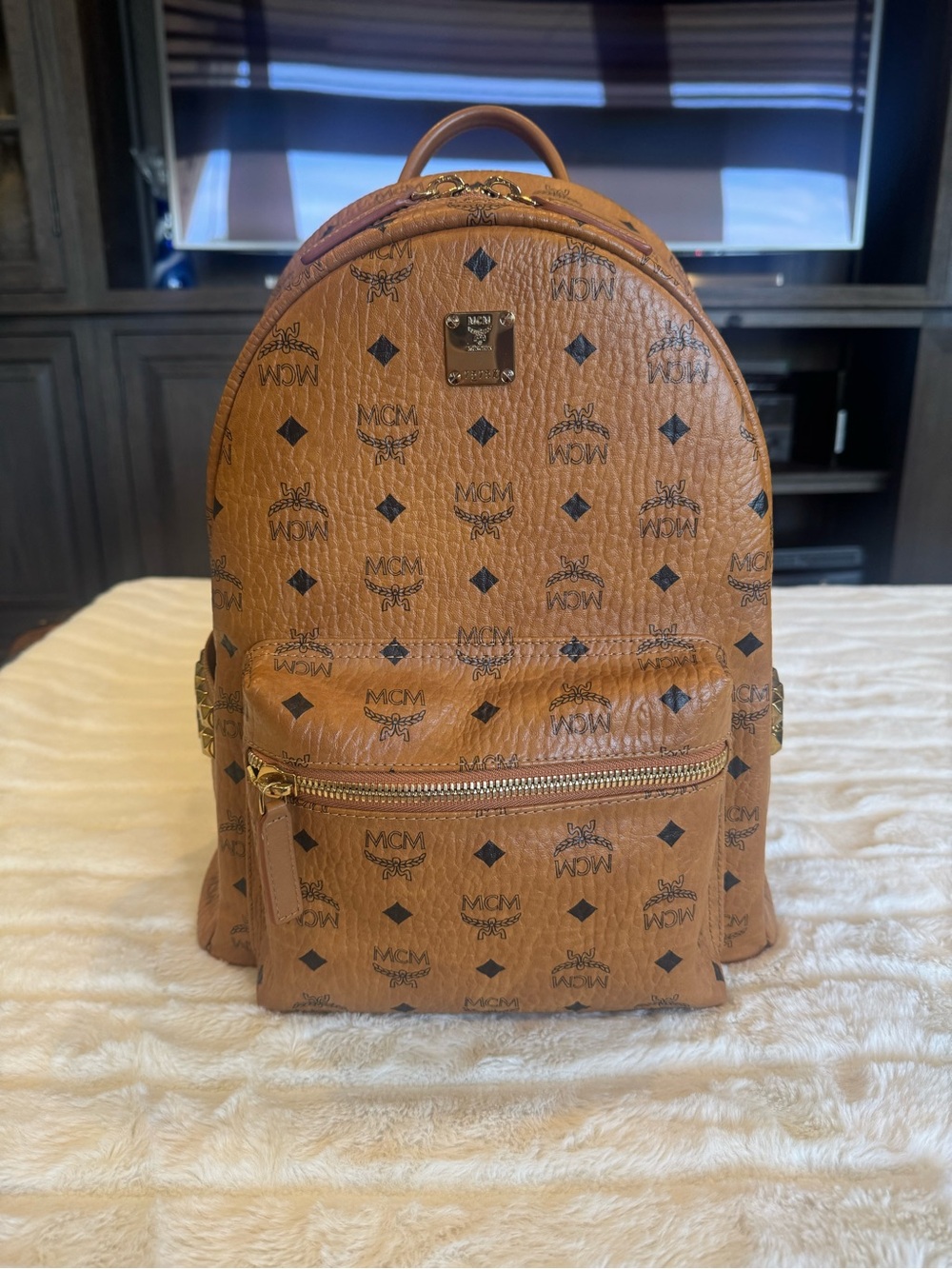 MCM Cognac Monogram Visetos Backpack